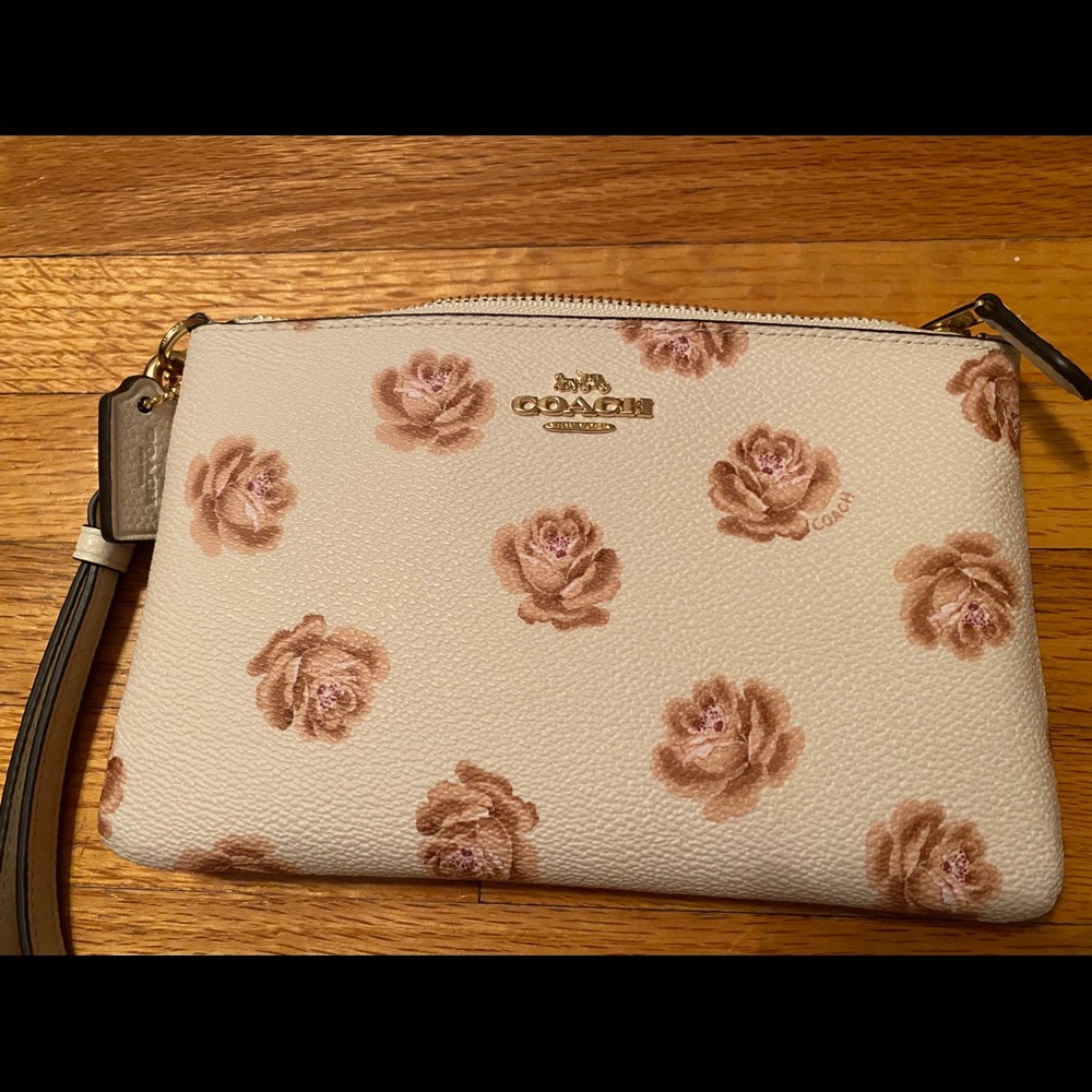 Coach Light Pink Floral Wristlet